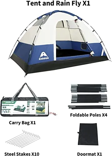 SPORTLIMIT 4 Person Tent with Removable Rain Fly, Waterproof Camping Tents Easy Setup, 3 Mesh Windows with Double Layer for Camp Backpacking Hiking Outdoor for 4 Seasons(Navy)