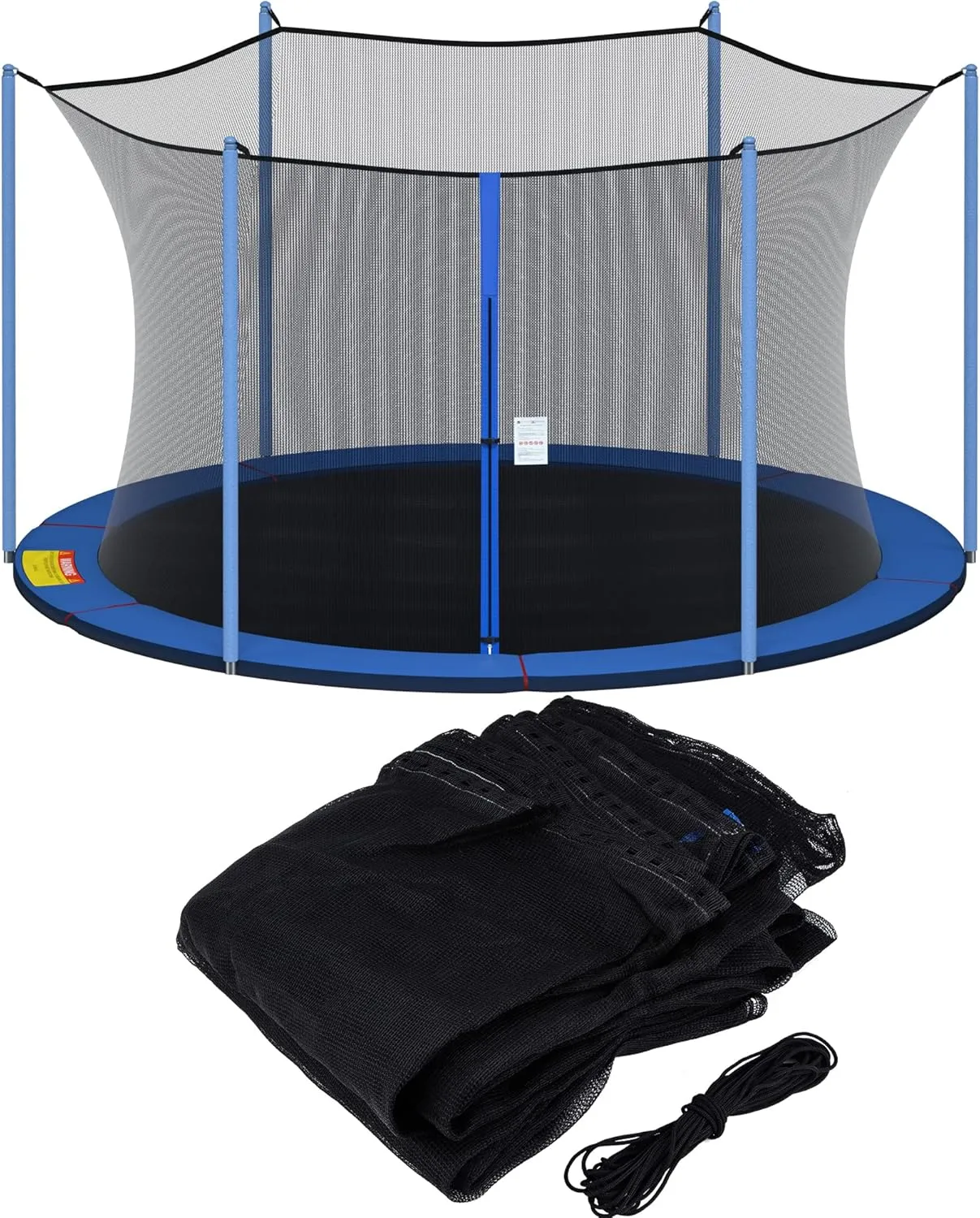 SPORTYOUTH Trampoline Netting Replacement for 6 Straight Poles 12ft 13ft 14ft 15ft Round Frame Trampolines, Safety Enclosure Net Breathable Weather & UV Resistant with Adjustable Straps, NET ONLY