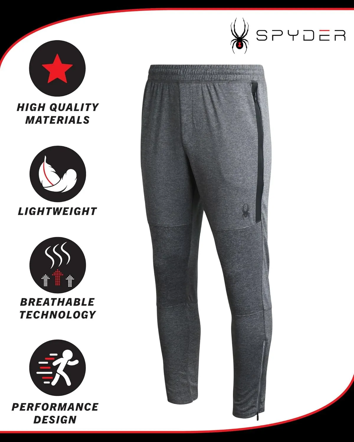 Spyder Mens Sweatpants with Pockets - Athletic Performance Tech Joggers for Men, Terry Workout Pants for Gym, Running, Hiking