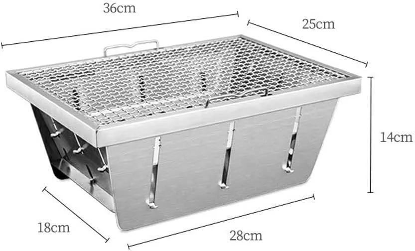 Stainless Steel Folding Grill Outdoor Grill Domestic Small Barbecue (Size : 36cm)