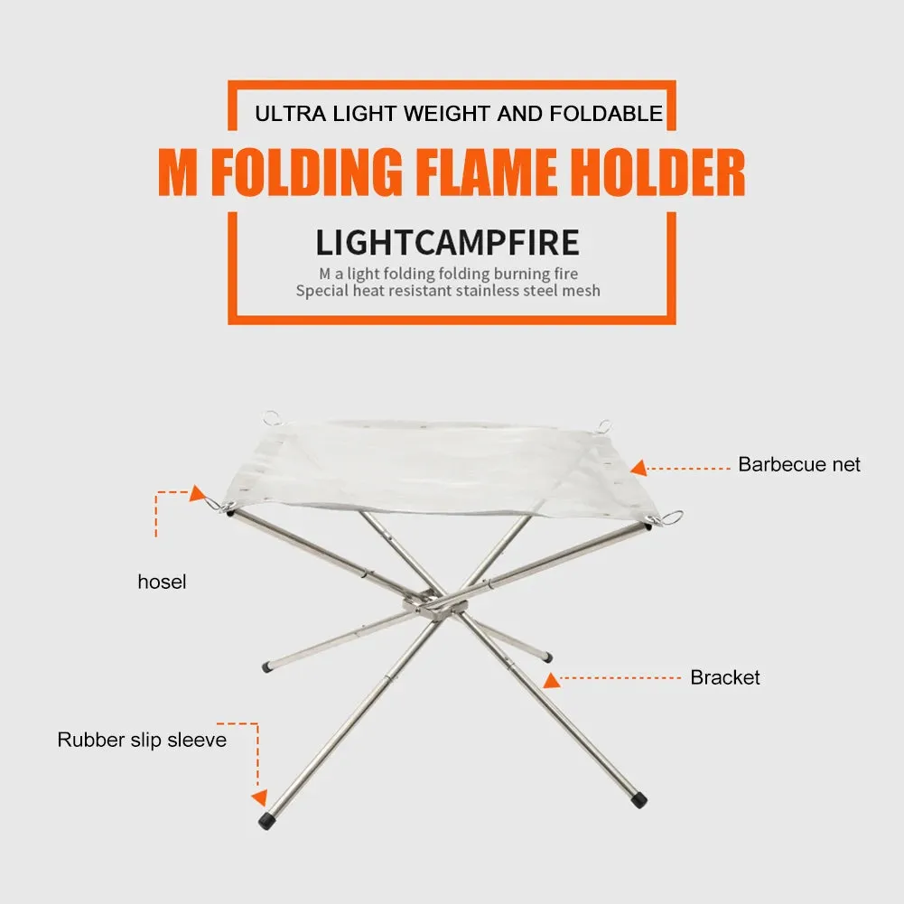 Stainless Steel Mesh Fire Pits Fireplace Folding Outdoor Camping Campfire Fire