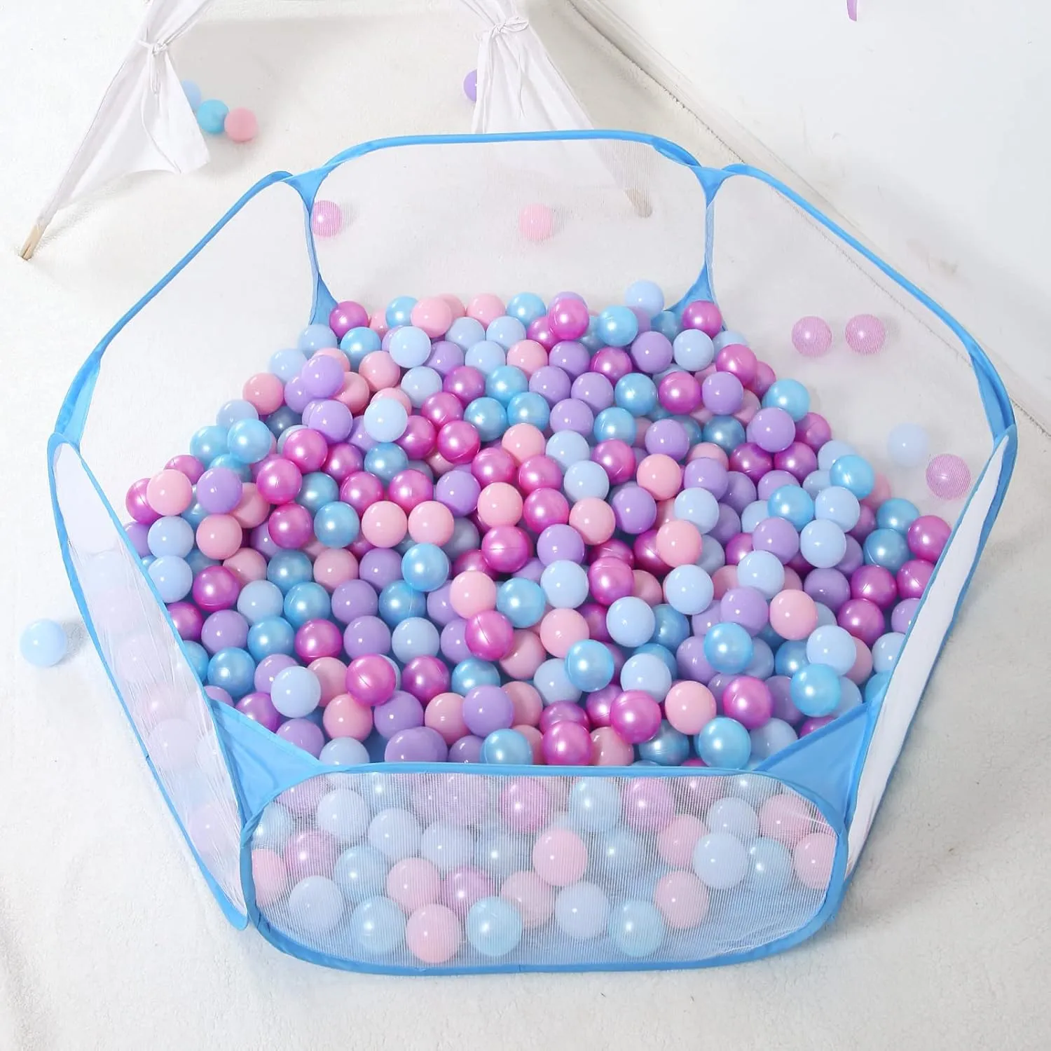 STARBOLO Kids Ball Pit Play Pool Play Tent, Toy Ball Play Pool Foldable Play Tent for Kids Girls Boys Pets Indoor and Outdoor, Balls Not Included (Blue).