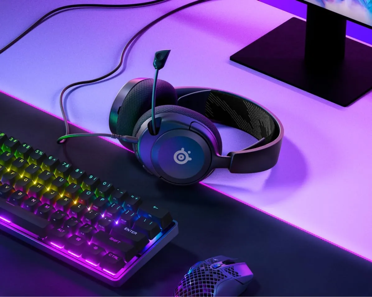 SteelSeries 61606 Arctis Nova 1 Gaming Headphones, Wired, Sealed Type, Compatible with PC, PS5, PS4, Switch, Bi-Directional Microphone, Noise Canceling, Space Audio, Hi-Fi Sound, Adjustable, Black