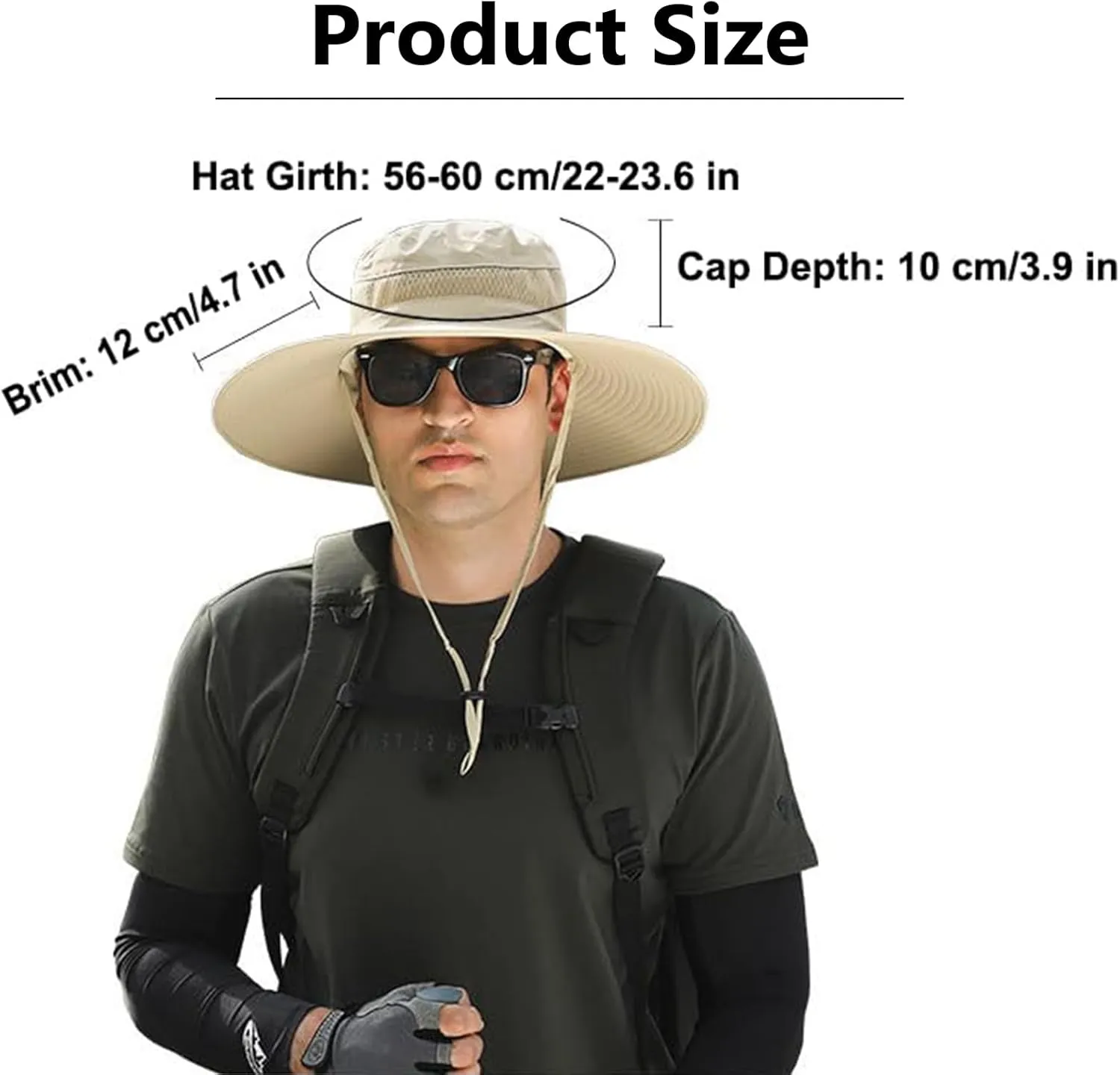 Sun Hat with 2 Solar Powered Fans Outdoor Wide Brim Sun Hat Solar Fan Hat Breathable Fishing Hat for Camping Hiking Mens