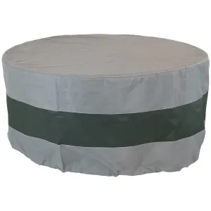 Sunnydaze Round 2-Tone Outdoor Fire Pit Cover - Gray/Green Stripe - 80-Inch - 80 x 25-Inch