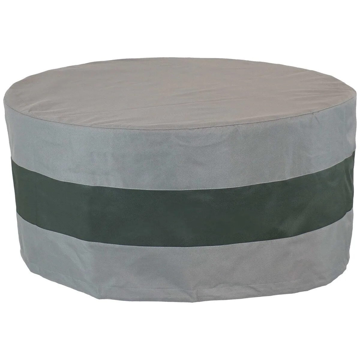 Sunnydaze Round 2-Tone Outdoor Fire Pit Cover - Gray/Green Stripe - 80-Inch - 80 x 25-Inch