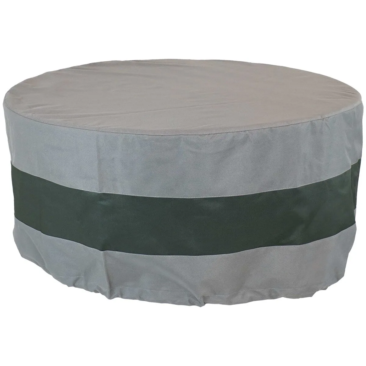 Sunnydaze Round 2-Tone Outdoor Fire Pit Cover - Gray/Green Stripe - 80-Inch - 80 x 25-Inch