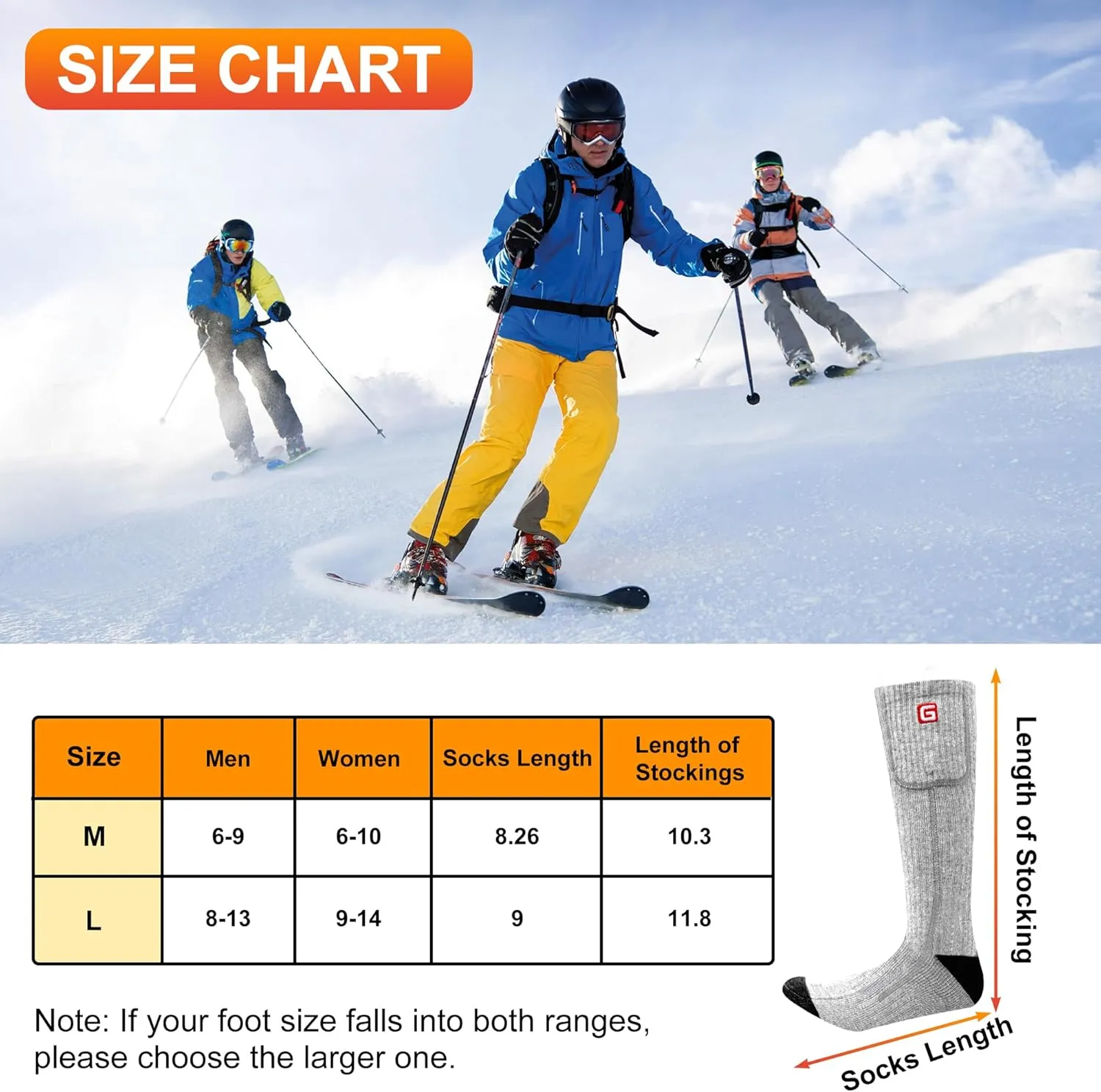 SVPRO Rechargeable Heated Socks for Men Women Electric Battery Operated Heated Socks 3 Heat Settings Warm Winter Socks for Sport Outdoor Indoor Thermal Foot Warmers