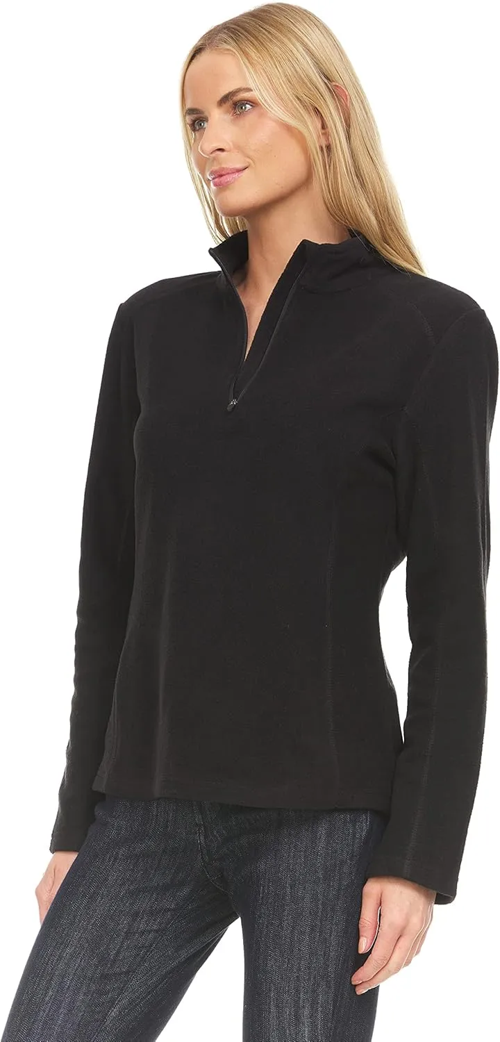 Swiss Alps Womens Quarter Zip Pullover Fleece Stand Collar Long Sleeve Polar Soft Lightweight Sweatshirt Jacket