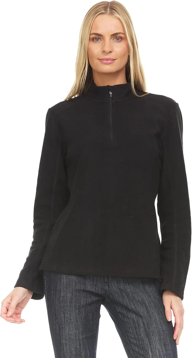 Swiss Alps Womens Quarter Zip Pullover Fleece Stand Collar Long Sleeve Polar Soft Lightweight Sweatshirt Jacket