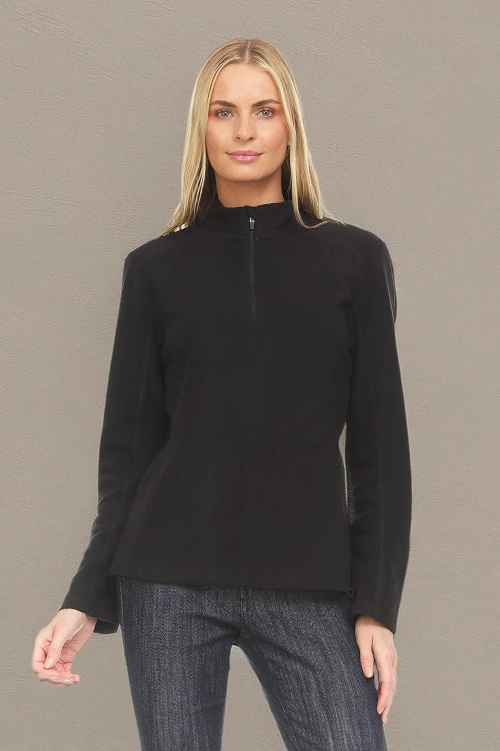 Swiss Alps Womens Quarter Zip Pullover Fleece Stand Collar Long Sleeve Polar Soft Lightweight Sweatshirt Jacket