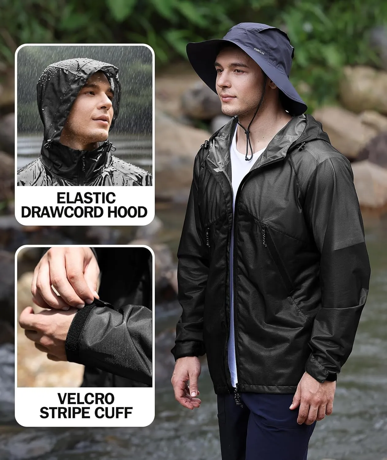 SWISSWELL Mens Lightweight Rain Jackets Raincoat with Hood Waterproof Windbreaker Jackets for Hiking Golf Fishing Running