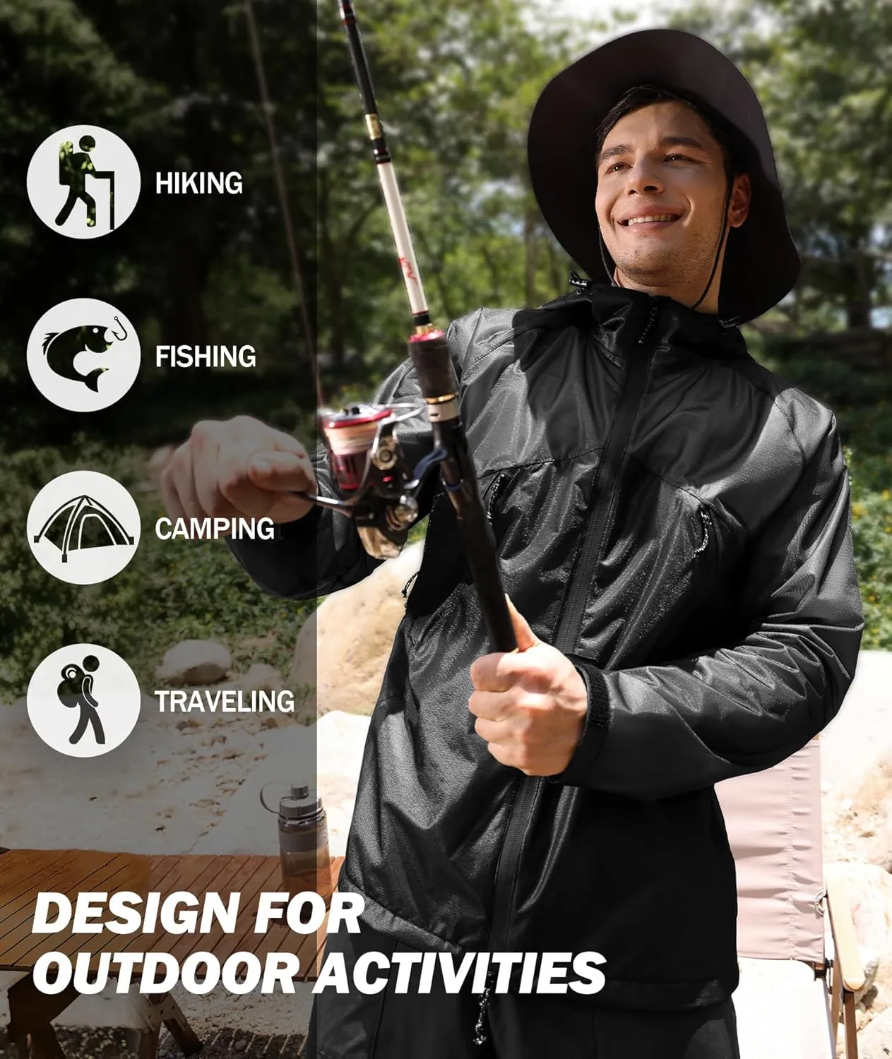 SWISSWELL Mens Lightweight Rain Jackets Raincoat with Hood Waterproof Windbreaker Jackets for Hiking Golf Fishing Running