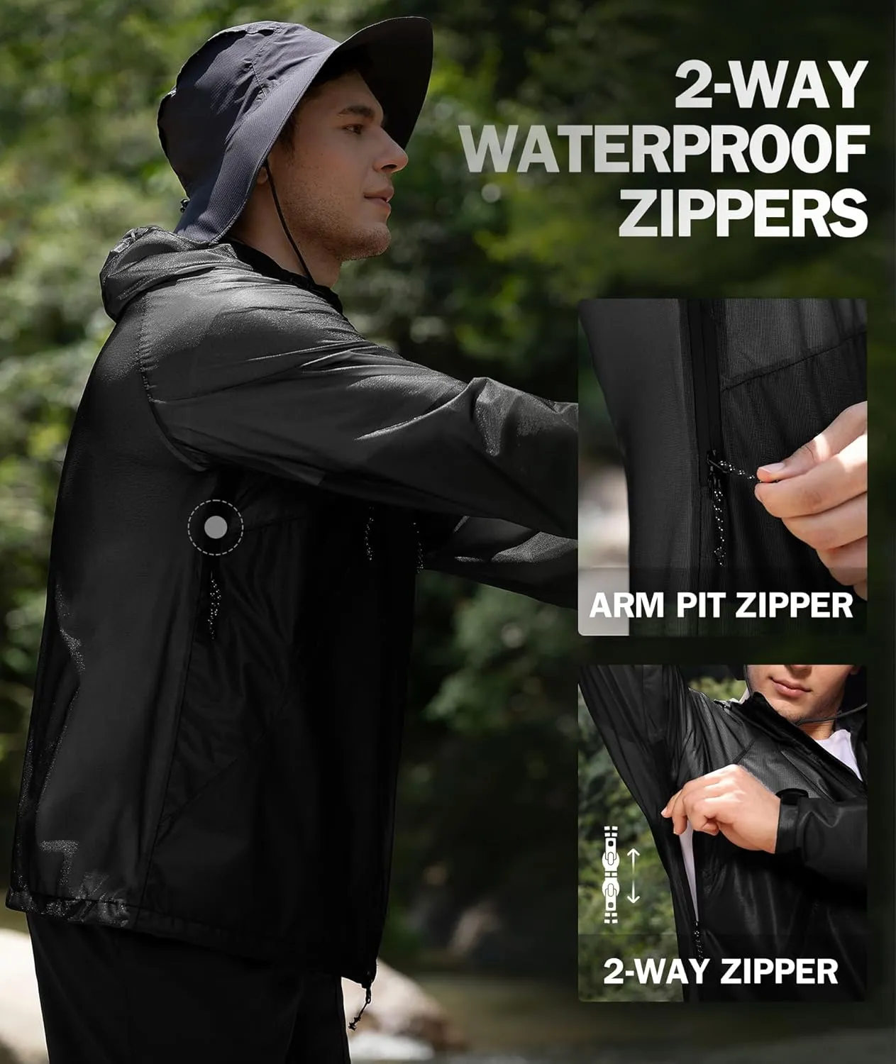 SWISSWELL Mens Lightweight Rain Jackets Raincoat with Hood Waterproof Windbreaker Jackets for Hiking Golf Fishing Running