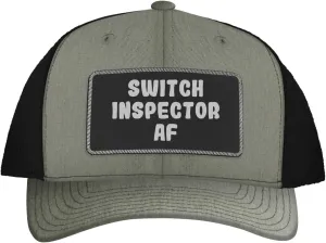 Switch Inspector AF - Leather Black Patch Engraved Trucker Hat