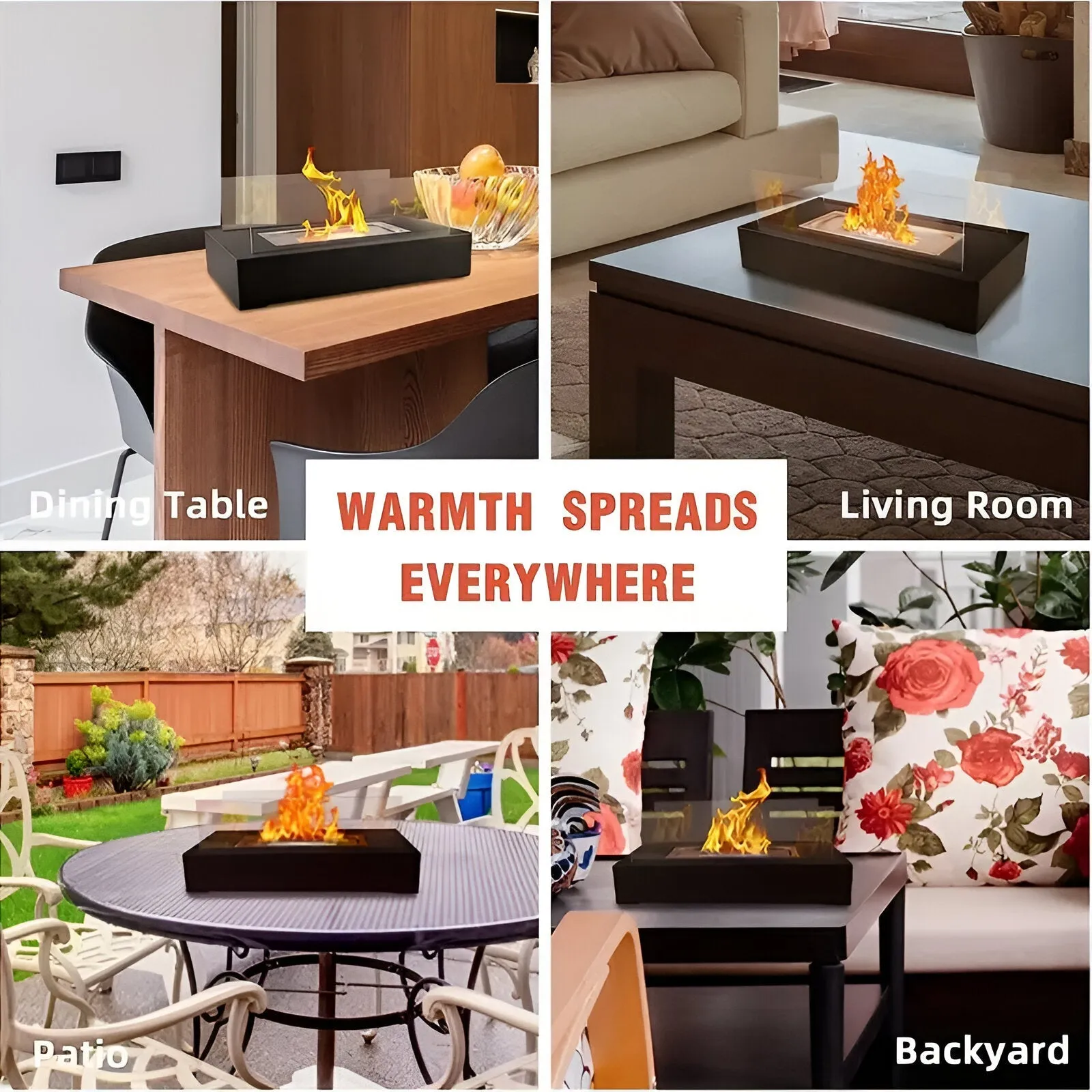 Taavita Table Fireplace - Rectangular Bio-Ethanol Table Fireplace - Fire Pit