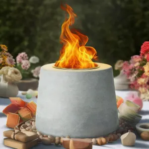Tabletop Fire Pit Indoor Concrete Personal Table Top Firepit Outdoor Mini Portable Bowl for Smores Maker Round Smokeless Firepits for Patio Balcony – Gainsboro