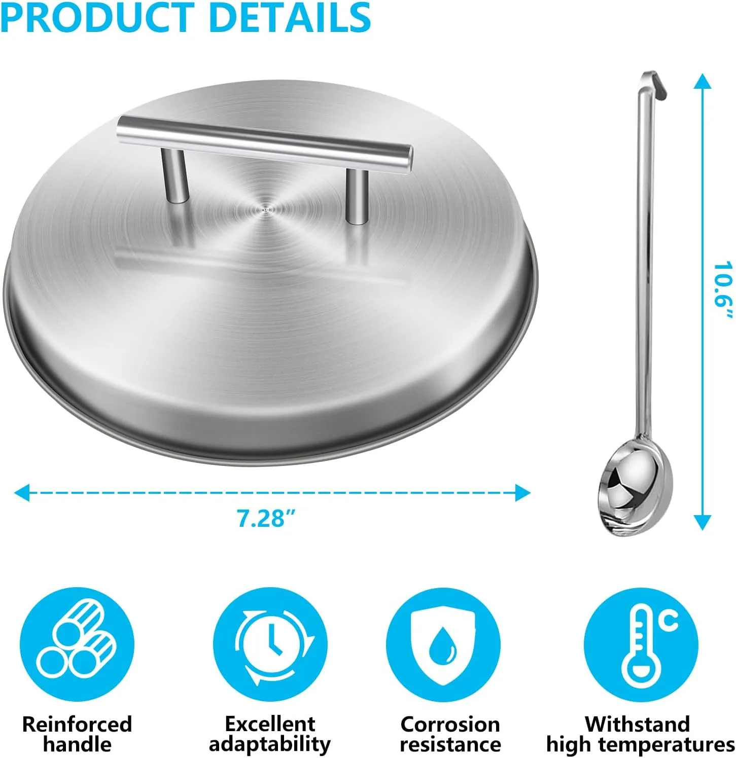 Tabletop Fire Pit Lid and Pellet Scoop for Solo Stove Mesa XL, 7" Portable Stainless Steel Fire Pits Cover with Handle, Indoor Outdoor Mini Stove Camping Accessories for Prevent Hand Burns