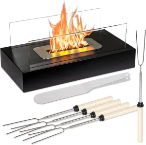Tabletop Fire Pit – Small Portable Mini Tabletop Fire Pit & Smores Maker Kit – Perfect Outdoor Patio Furniture for Cozy Nights – Housewarming Gift for Mothers!