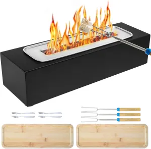 Tabletop Fire Pit with S'Mores Maker Kit, Portable Indoor/Outdoor Ethanol Fireplace, Table Top Decor for Home Patio Gatherings, Unique Gifts for Men Womem - Housewarming Gift Ideas for Adults, Black