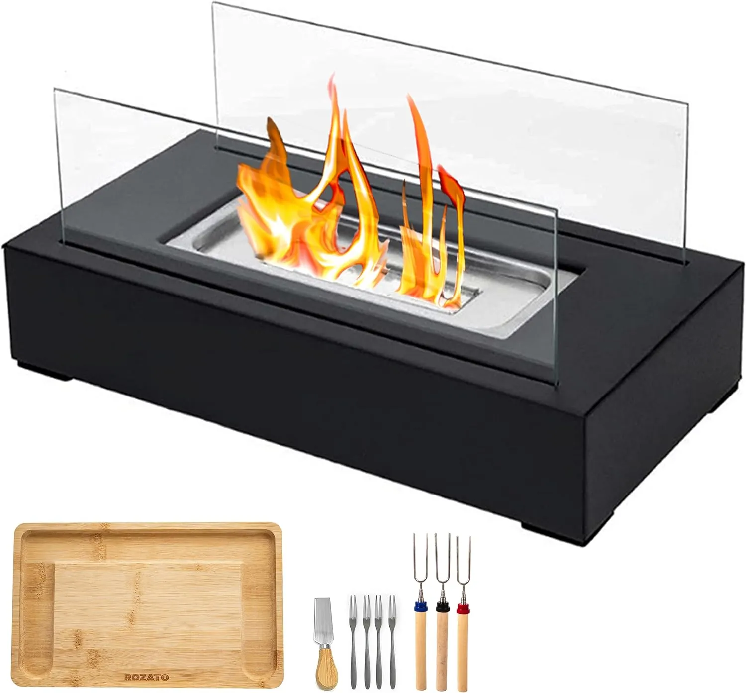 Tabletop Fire Pit with Smores Maker Kit Portable Indoor/Outdoor Mini Small Fireplace Table Top Decor Home Patio Balcony Backyard Gifts for Women Mom Her Wedding Mothers Day Housewarming Birthday Gift