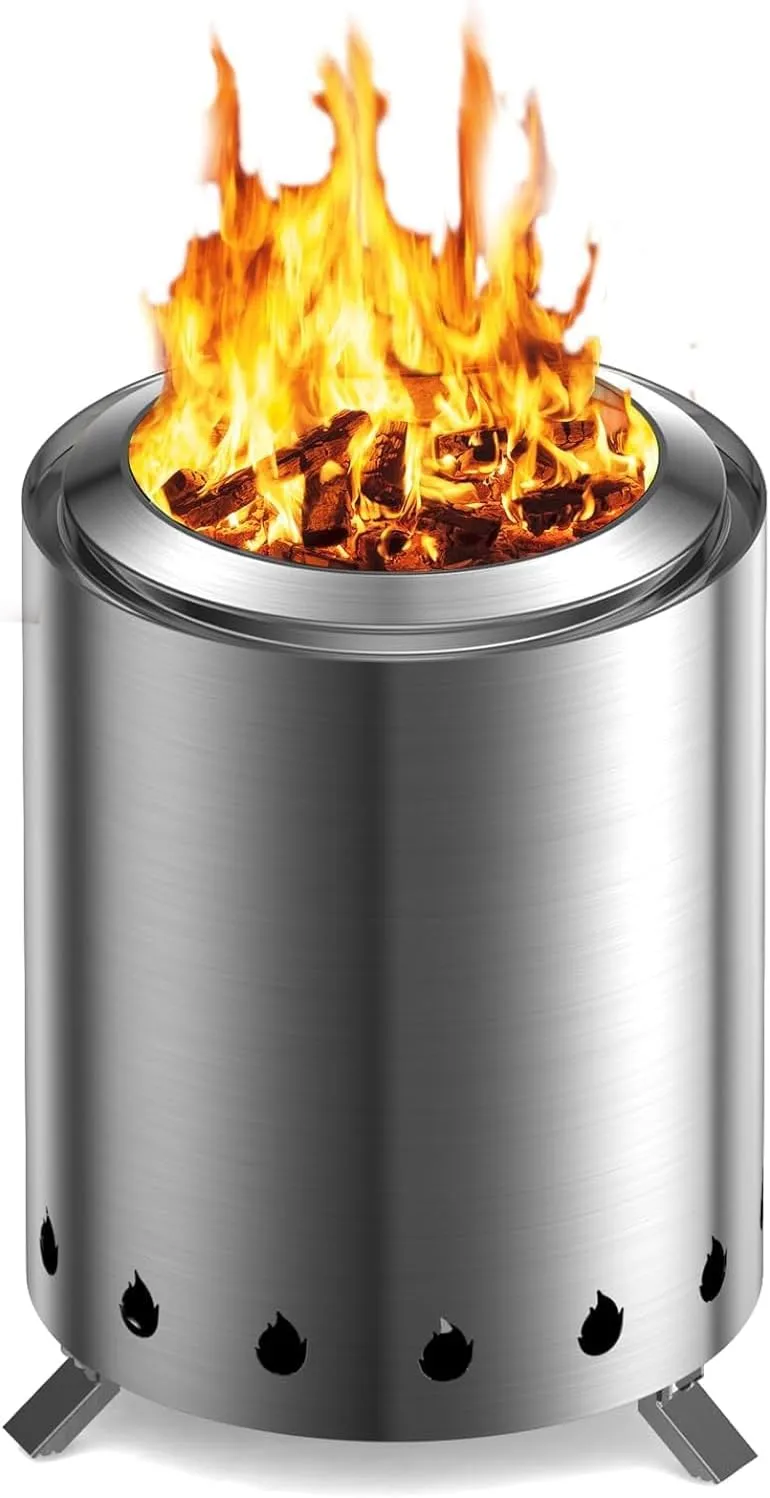Tabletop Fire Pit，6.9'' Stainless Steel Tabletop Fire Pit Perfect for Cozy Evenings for The Home and Patio,Smokeless Tabletop Fireplace with Travel Bag, Fueled by Pellets or Wood