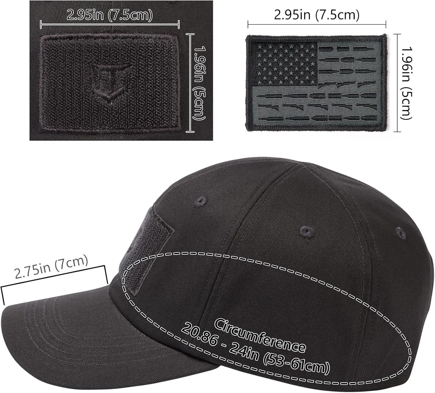 Tactical Hat with Flag Patch Camo Military Army Hats Adjustable Trucker Baseball Cap Soft Top for Shooting