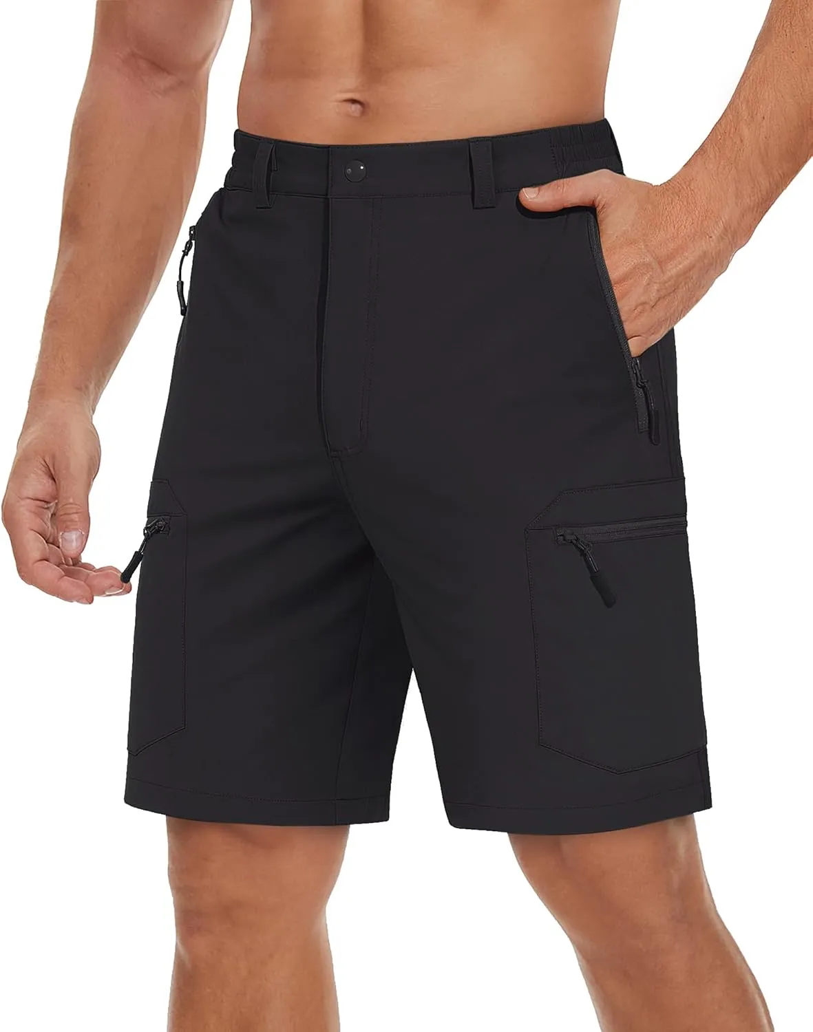 TACVASEN Men's Hiking Cargo Shorts Lightweight Quick Dry Water Resistant Stretch Golf Shorts for Outdoor Fishing Travel
