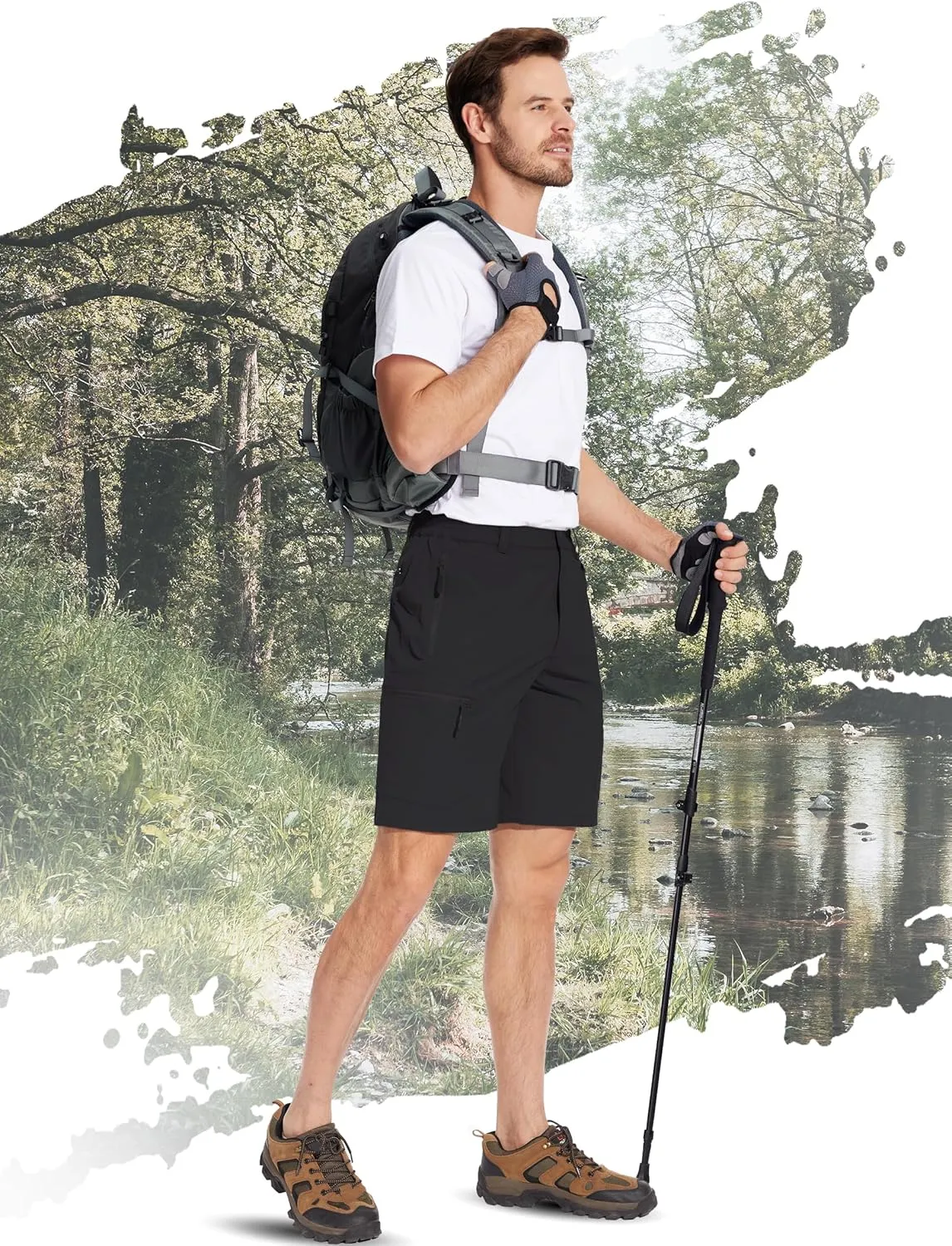 TACVASEN Men's Hiking Cargo Shorts Lightweight Quick Dry Water Resistant Stretch Golf Shorts for Outdoor Fishing Travel