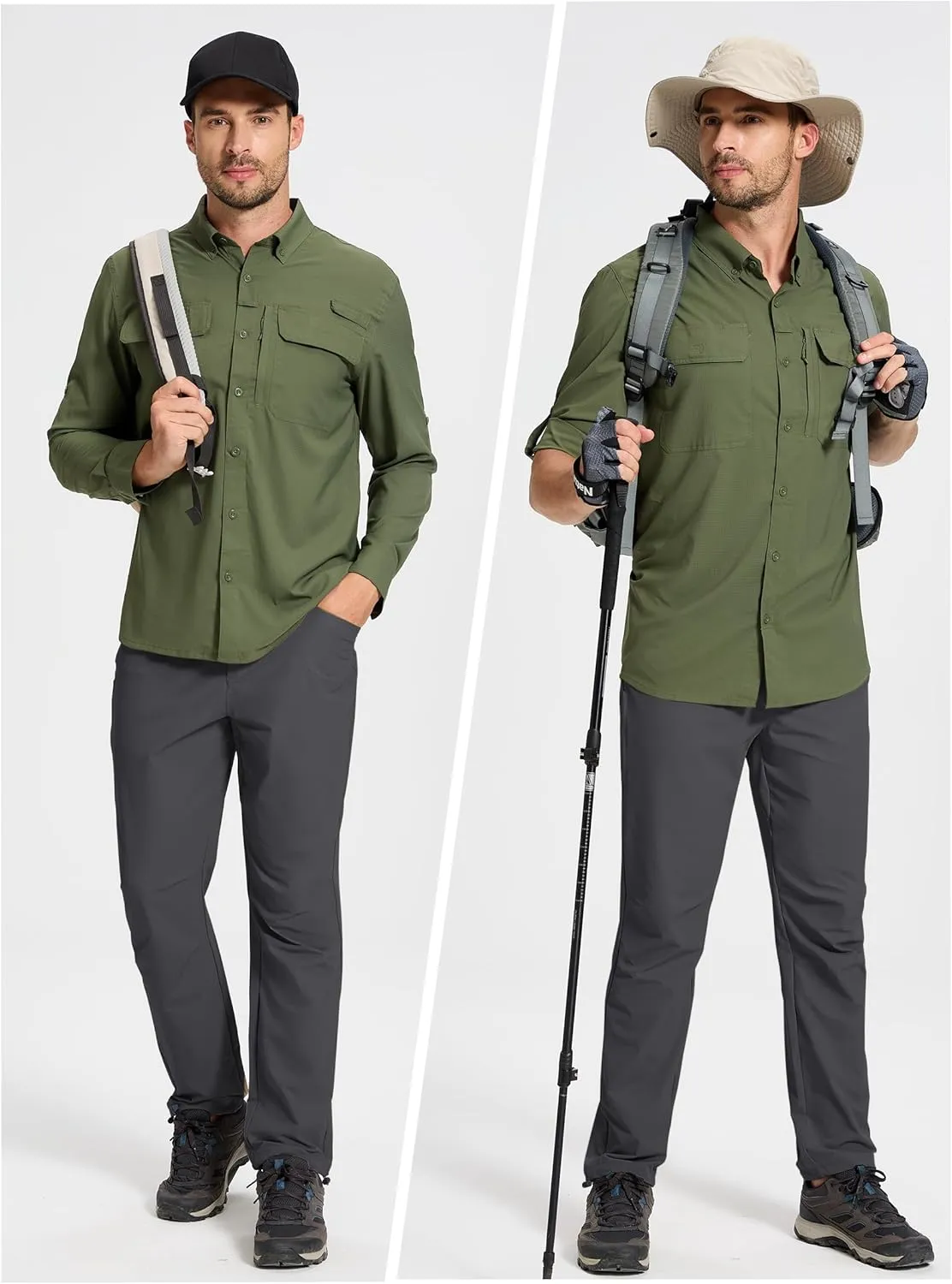 TACVASEN Men's Hiking Pants Lightweight Quick Dry Ripstop Water Resistant Stretchy Work Pants for Climbing Travel Casual