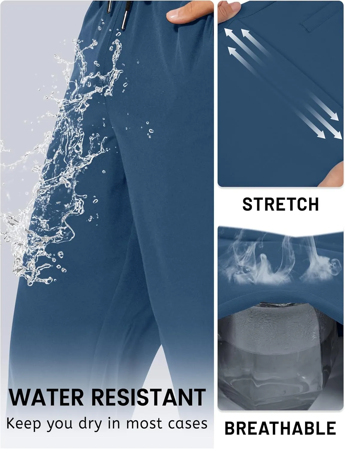 TACVASEN Mens Lighweight Hiking Pants Athletic Casual Quick Dry Stretch Water Resistant Joggers with Pockets Workout Gym