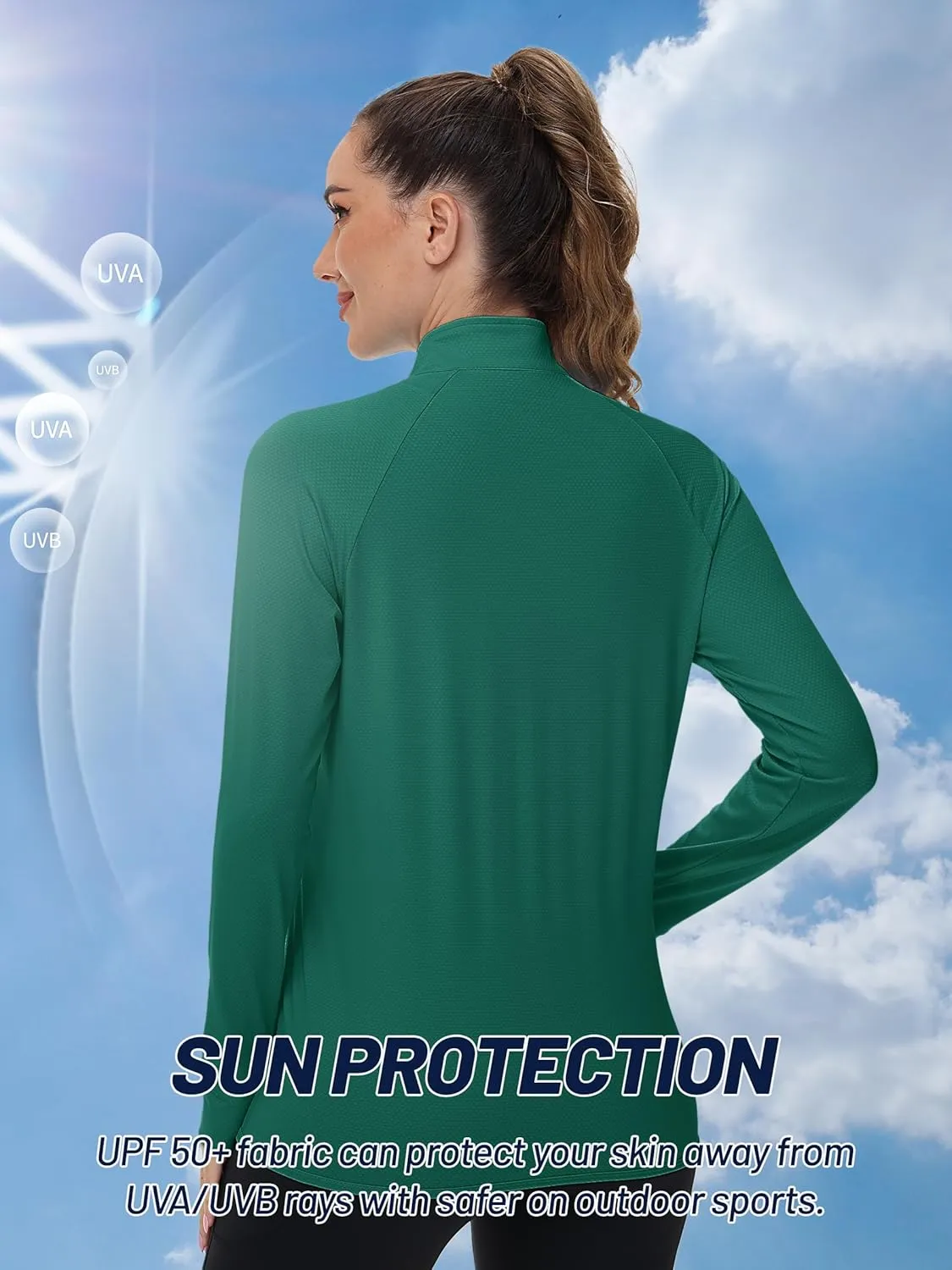 TACVASEN Women's Athletic Jackets Lightweight UV Protection Shirts Full Zip Workout Jacket UPF 50  Long Sleeve Sun Shirt