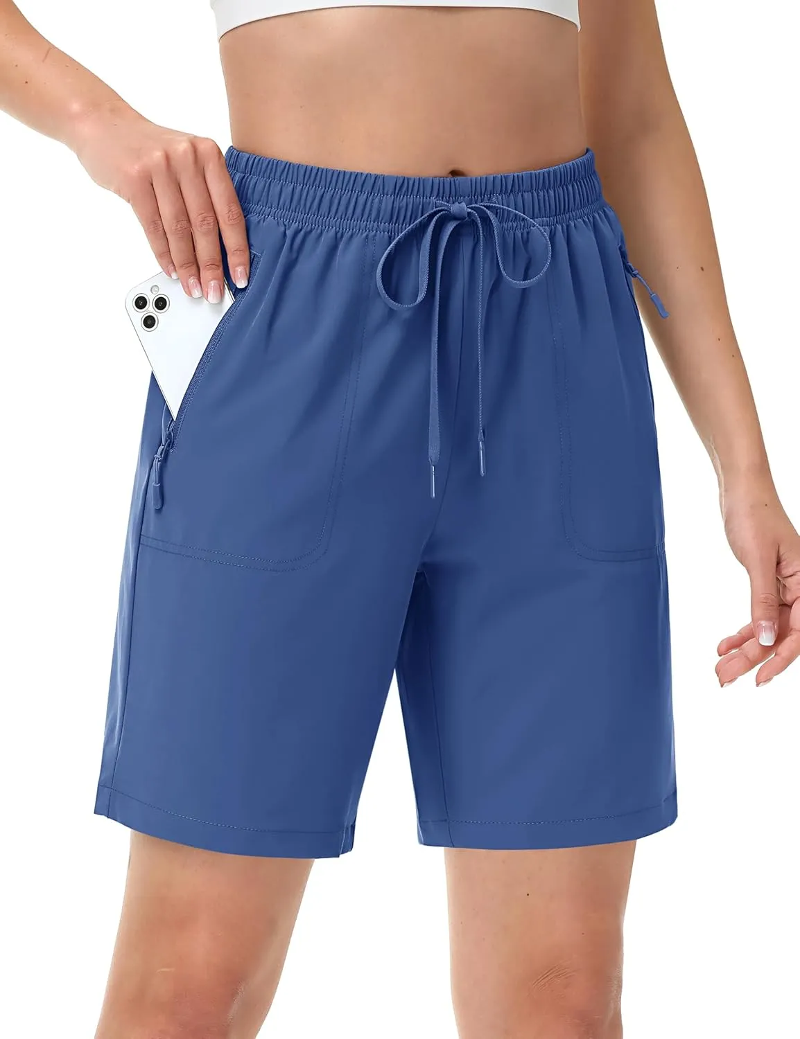 TACVASEN Women's Hiking Shorts Quick Dry Lightweight 8" Water Resistant Athletic Shorts with Pockets Outdoor Golf Active