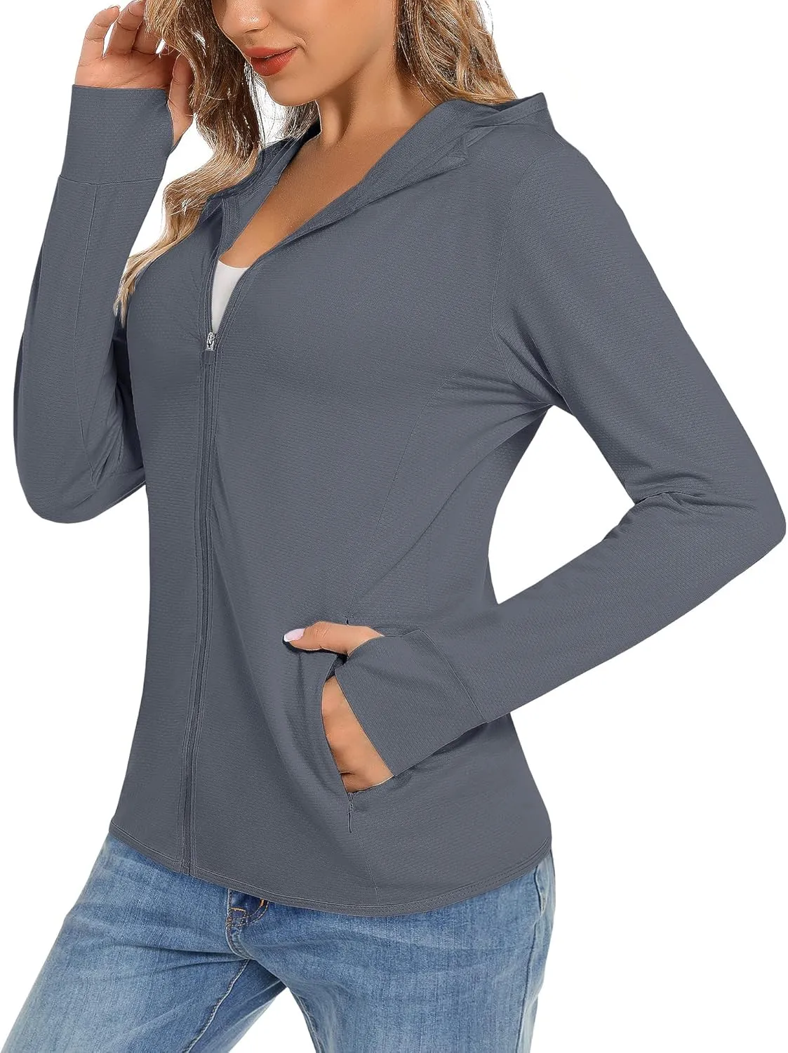 TACVASEN Women's Sun Hoodies Lightweight Jacket for Women Zip Up UPF 50  UV Shirt Long Sleeves