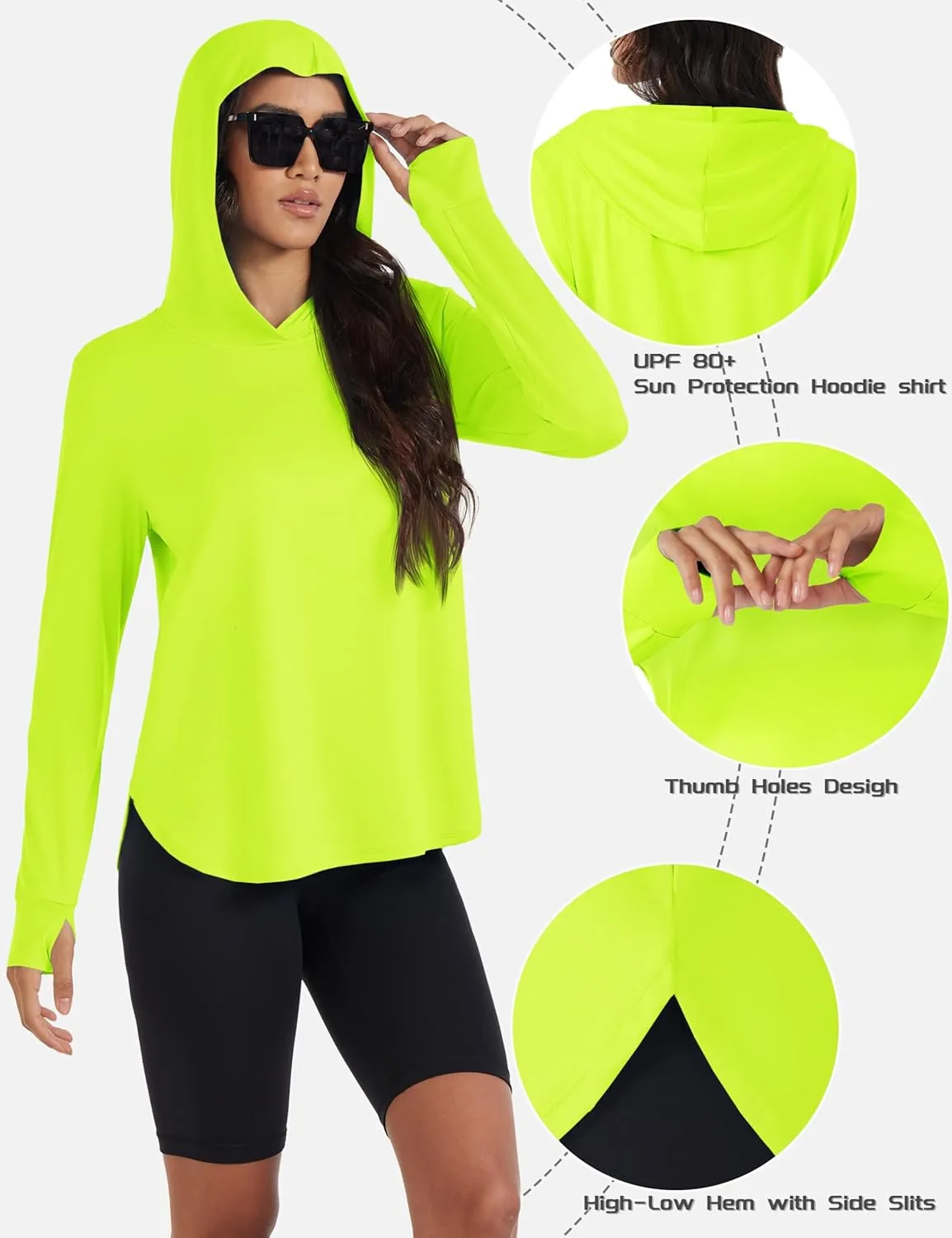 TACVASEN Women's UPF 80  UV Protection Hoodie Lightweight Long Sleeves Quick Dry Fishing Running Workout Shirt Outdoor
