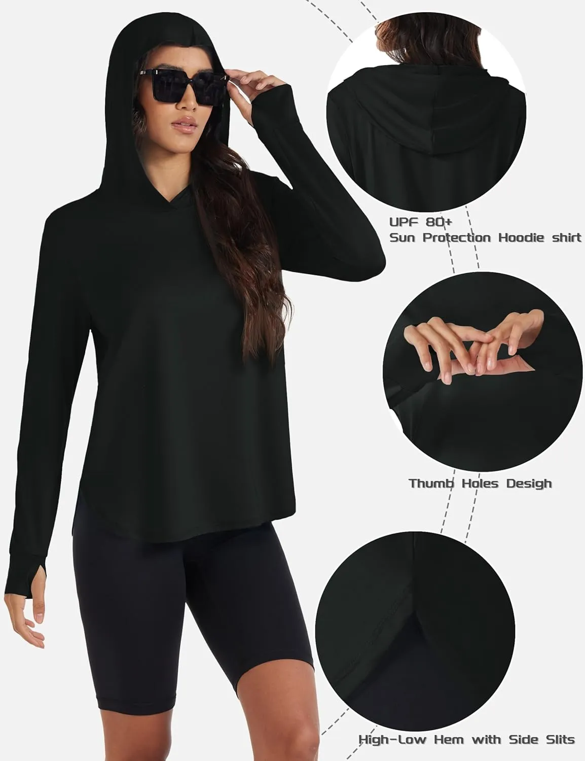 TACVASEN Women's UPF 80  UV Protection Hoodie Lightweight Long Sleeves Quick Dry Fishing Running Workout Shirt Outdoor