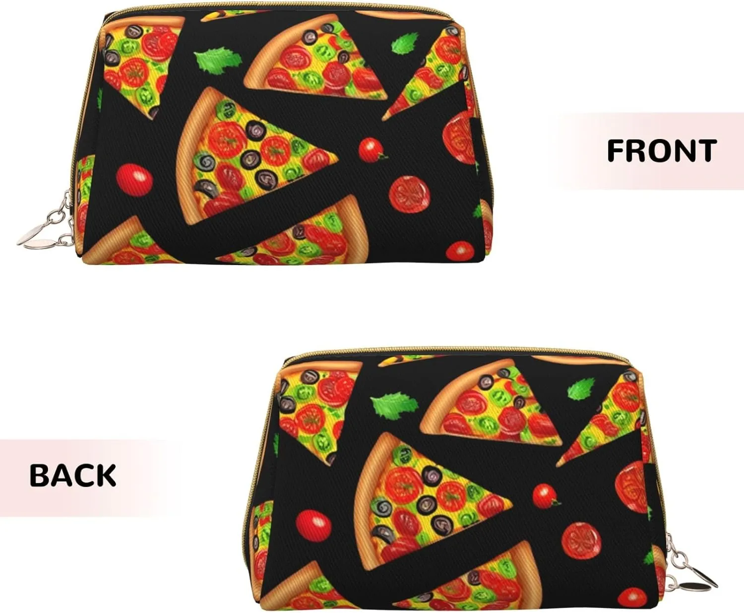 Tasty Pizza Toiletry Pouch, Travel-Friendly Makeup Organizer For Makeup Brushes, Lipsticks