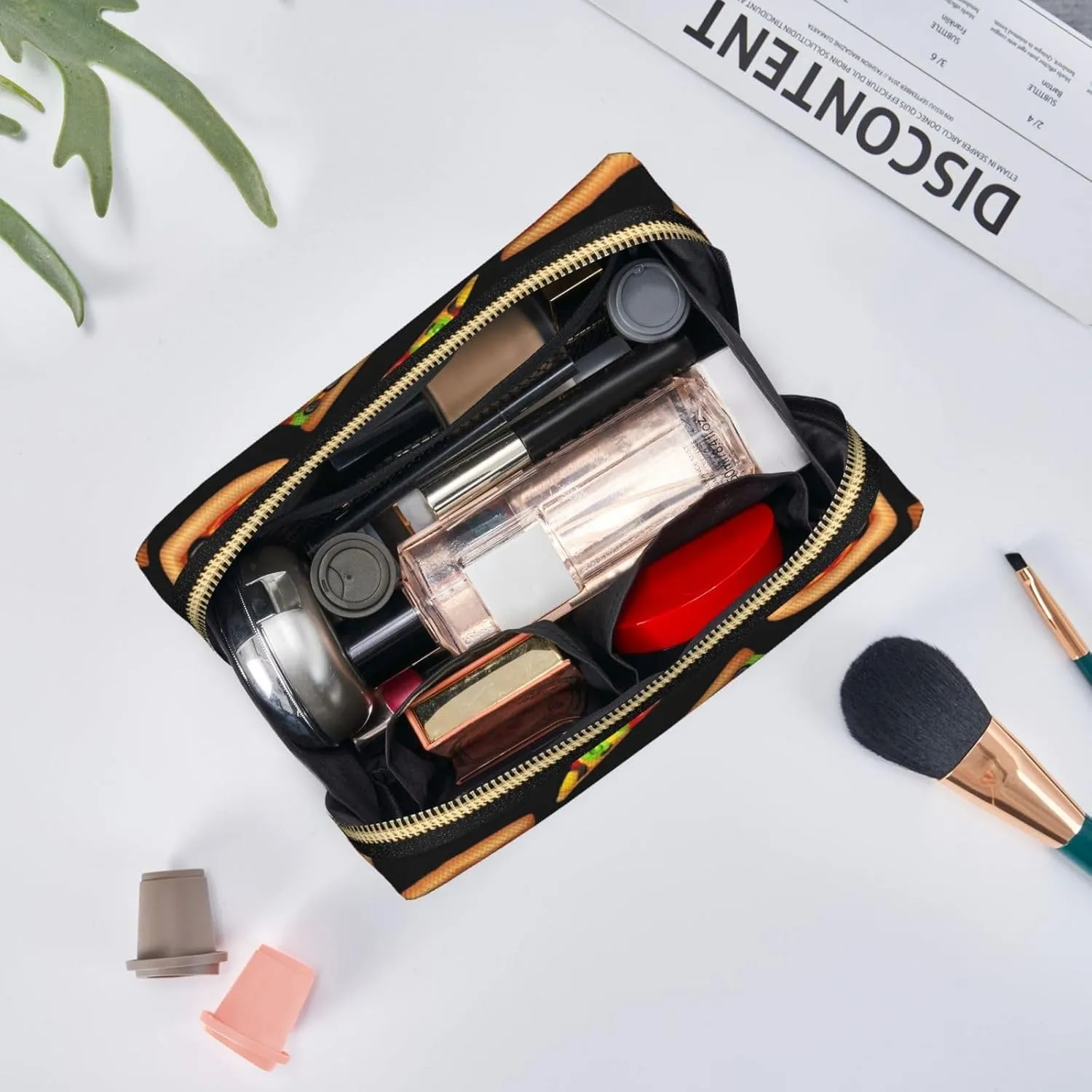 Tasty Pizza Toiletry Pouch, Travel-Friendly Makeup Organizer For Makeup Brushes, Lipsticks