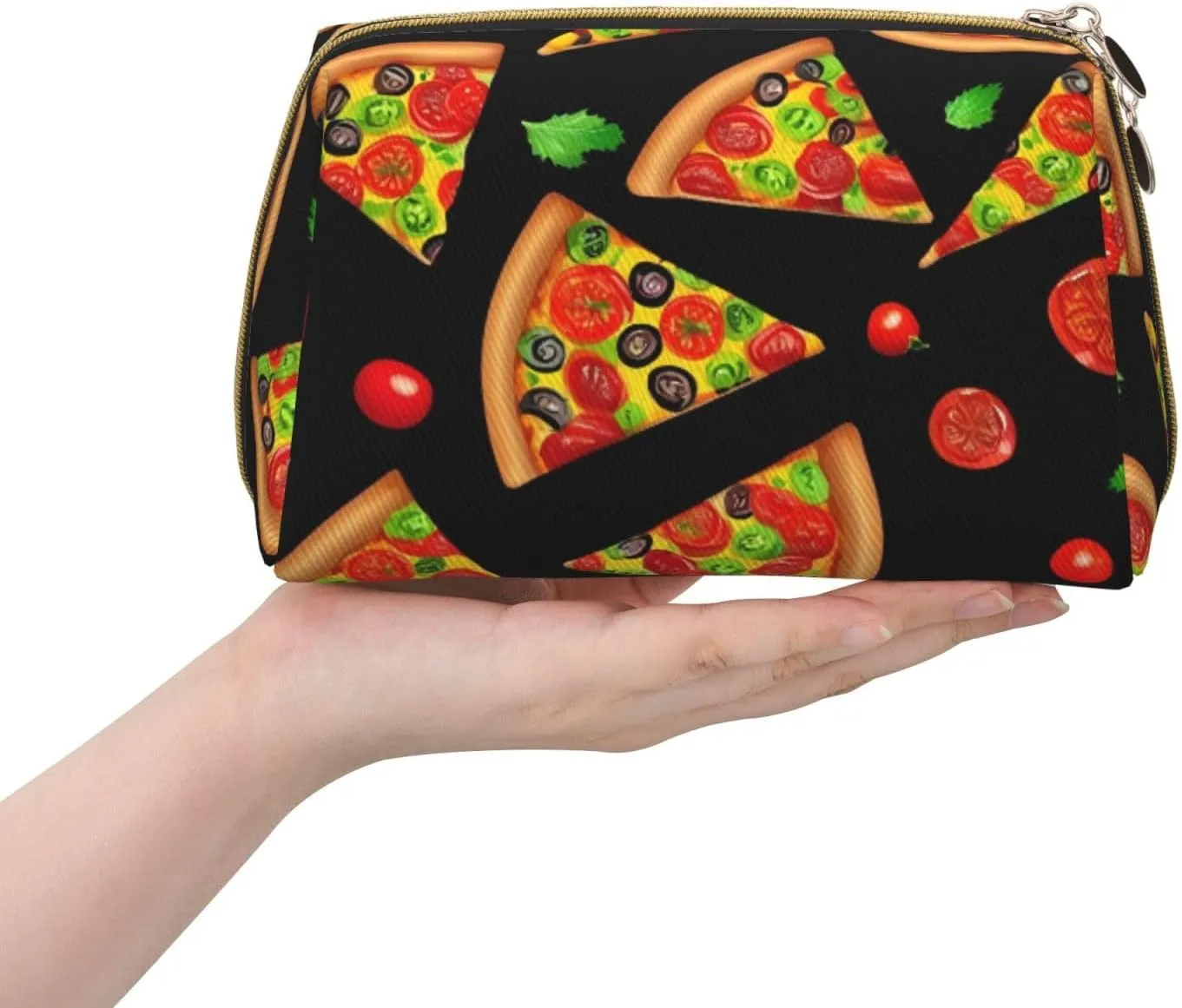 Tasty Pizza Toiletry Pouch, Travel-Friendly Makeup Organizer For Makeup Brushes, Lipsticks
