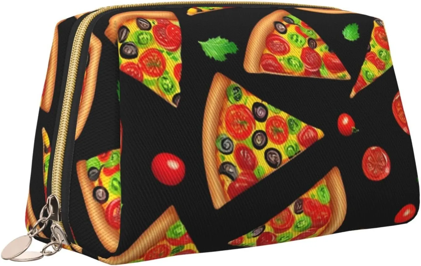 Tasty Pizza Toiletry Pouch, Travel-Friendly Makeup Organizer For Makeup Brushes, Lipsticks