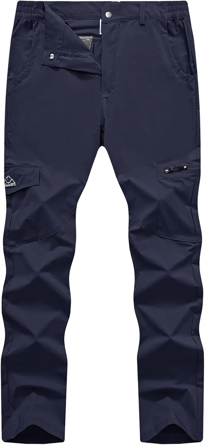 TBMPOY Men's Hiking Pants Lightweight 6 Cargo Pockets Quick Dry Water Resistant Outdoor Travel Work Fishing