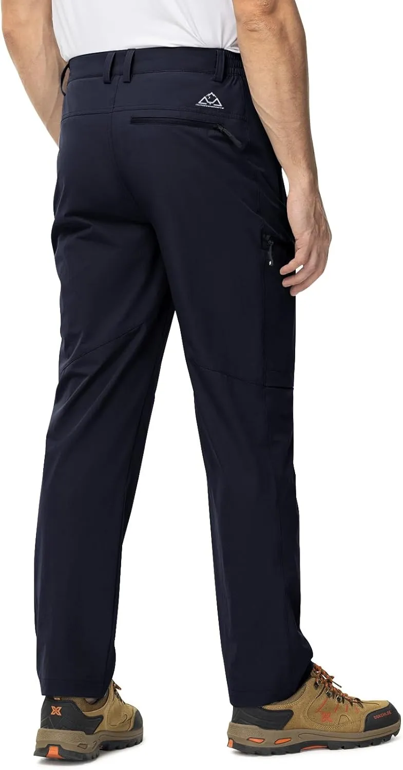 TBMPOY Men's Lightweight Hiking Travel Pants 5 Zip Pockets Stretch Quick Dry Work Pant Cargo Outdoor Camping Fishing