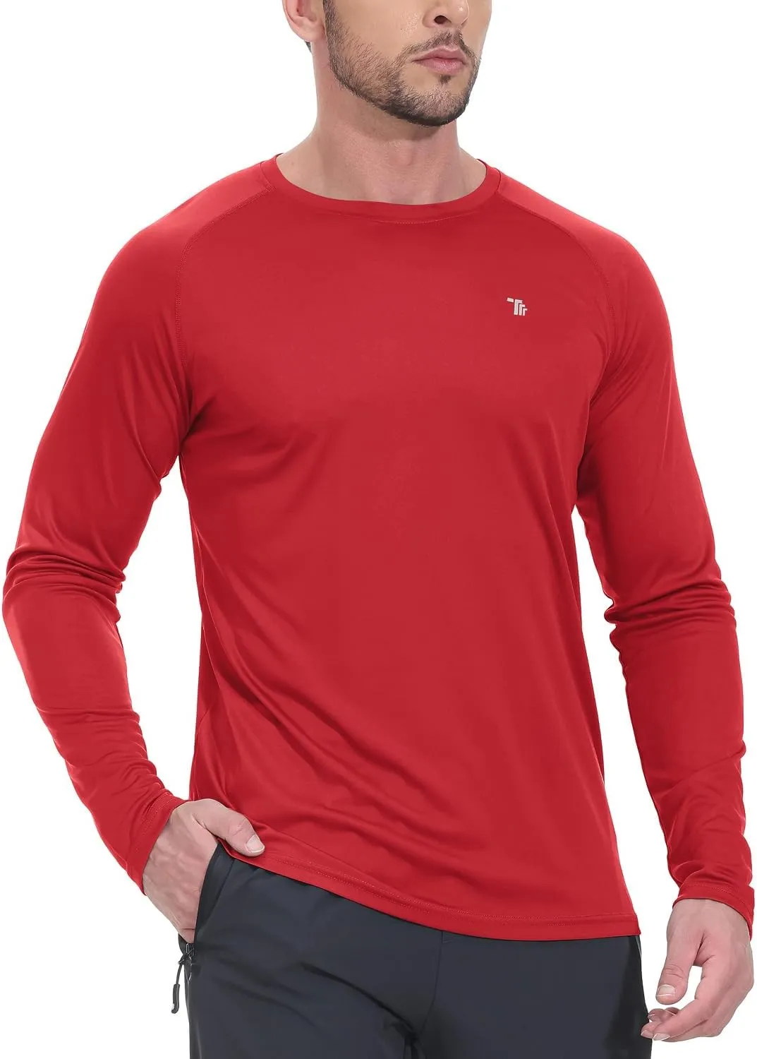 TBMPOY Mens Sun Protection Hiking Shirts Long Sleeve Water UPF 50  SPF UV Shirts Lightweight Fishing Hiking Swimming