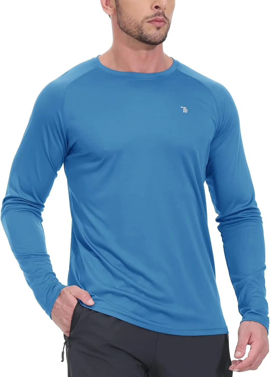 TBMPOY Mens Sun Protection Hiking Shirts Long Sleeve Water UPF 50  SPF UV Shirts Lightweight Fishing Hiking Swimming