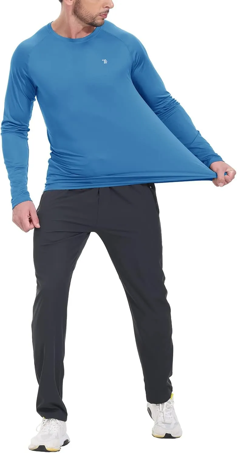 TBMPOY Mens Sun Protection Hiking Shirts Long Sleeve Water UPF 50  SPF UV Shirts Lightweight Fishing Hiking Swimming