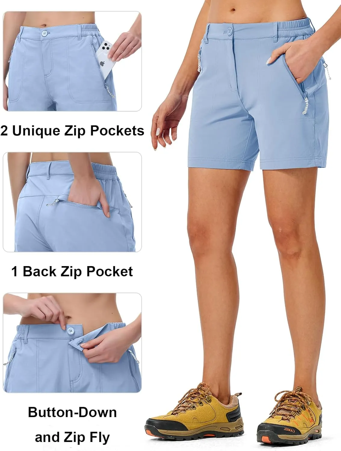TBMPOY Women's 6" Hiking Cargo Shorts Quick Dry with Pockets Work Golf Short Lightweight Outdoor Active Summer for Women