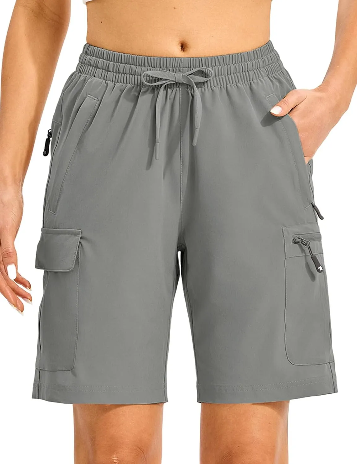 TBMPOY Women's Hiking Cargo Shorts 8.5" Lightweight Quick-Dry Water Resistant Athletic Shorts with Zipper Pockets