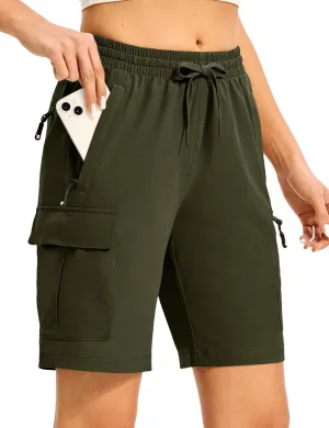 TBMPOY Women's Hiking Cargo Shorts 8.5" Lightweight Quick-Dry Water Resistant Athletic Shorts with Zipper Pockets