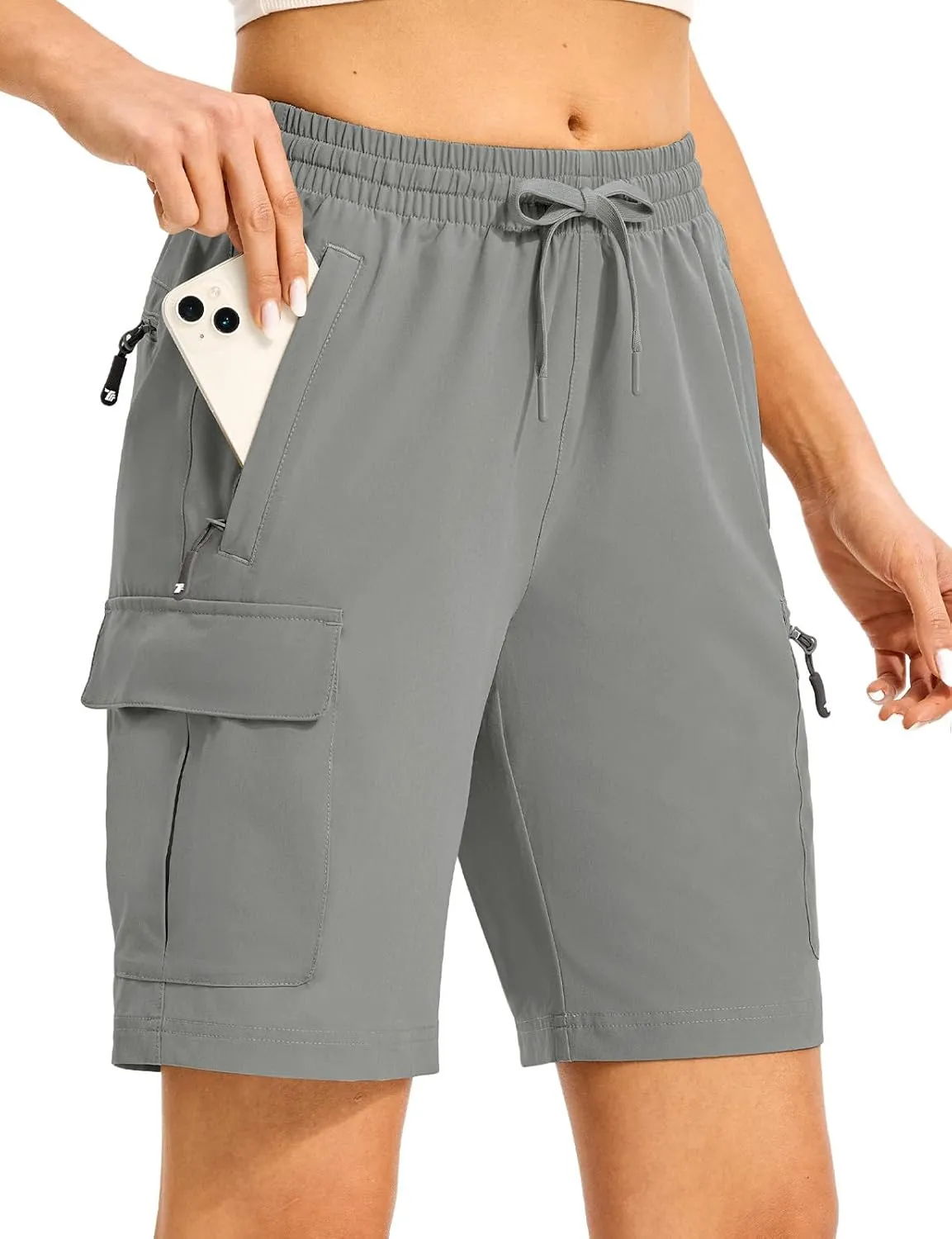 TBMPOY Women's Hiking Cargo Shorts 8.5" Lightweight Quick-Dry Water Resistant Athletic Shorts with Zipper Pockets