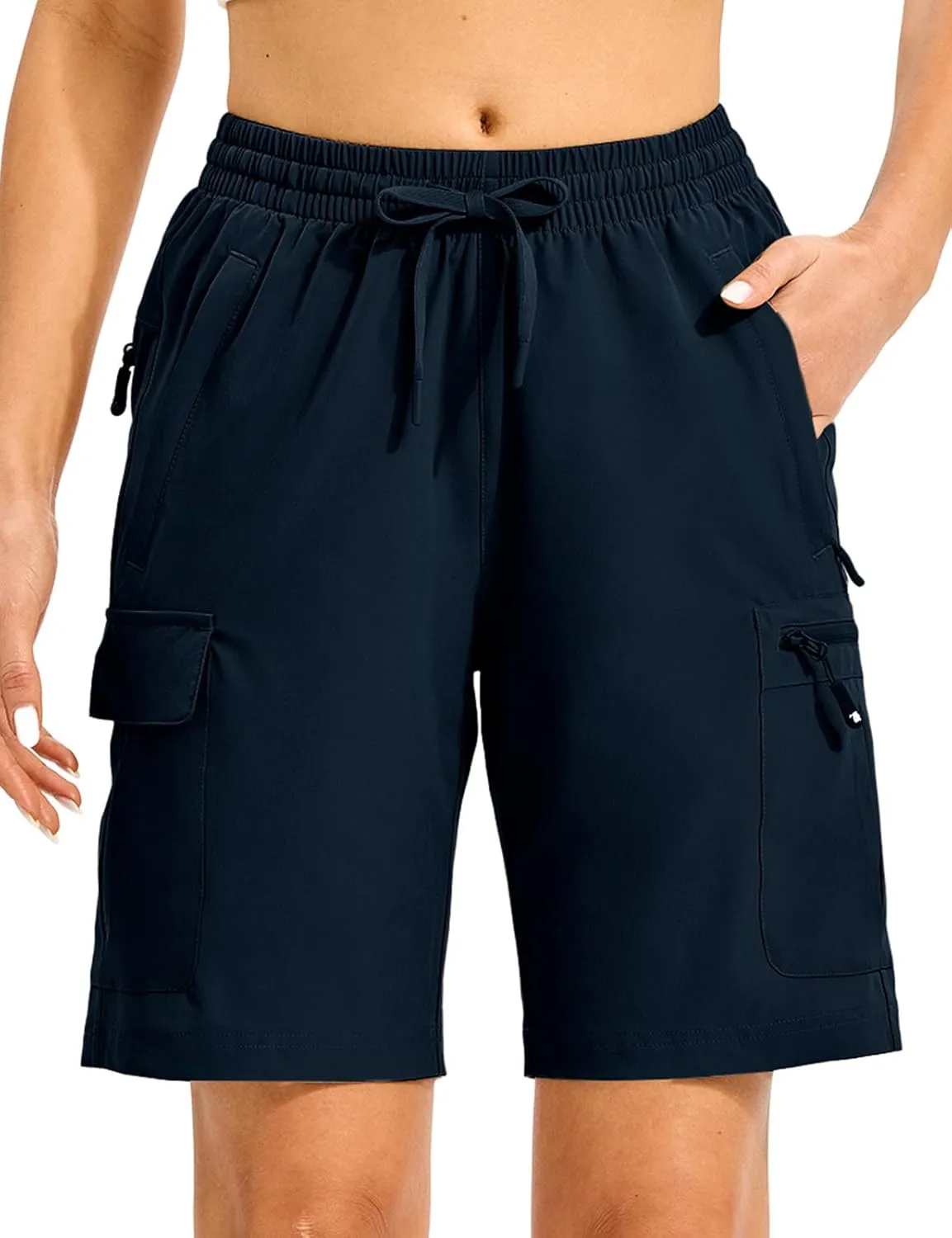 TBMPOY Women's Hiking Cargo Shorts 8.5" Lightweight Quick-Dry Water Resistant Athletic Shorts with Zipper Pockets